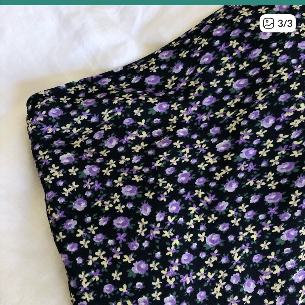 Abercrombie & Fitch A-Line Midi Skirt with Lavender and Cream Ditsy Floral - Picture 3 of 4